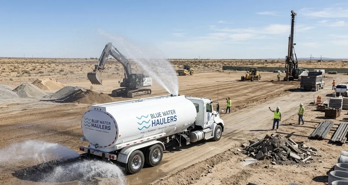 High-volume bulk water delivery for job sites, dust control, drinking water, and concrete mixing in Houston TX