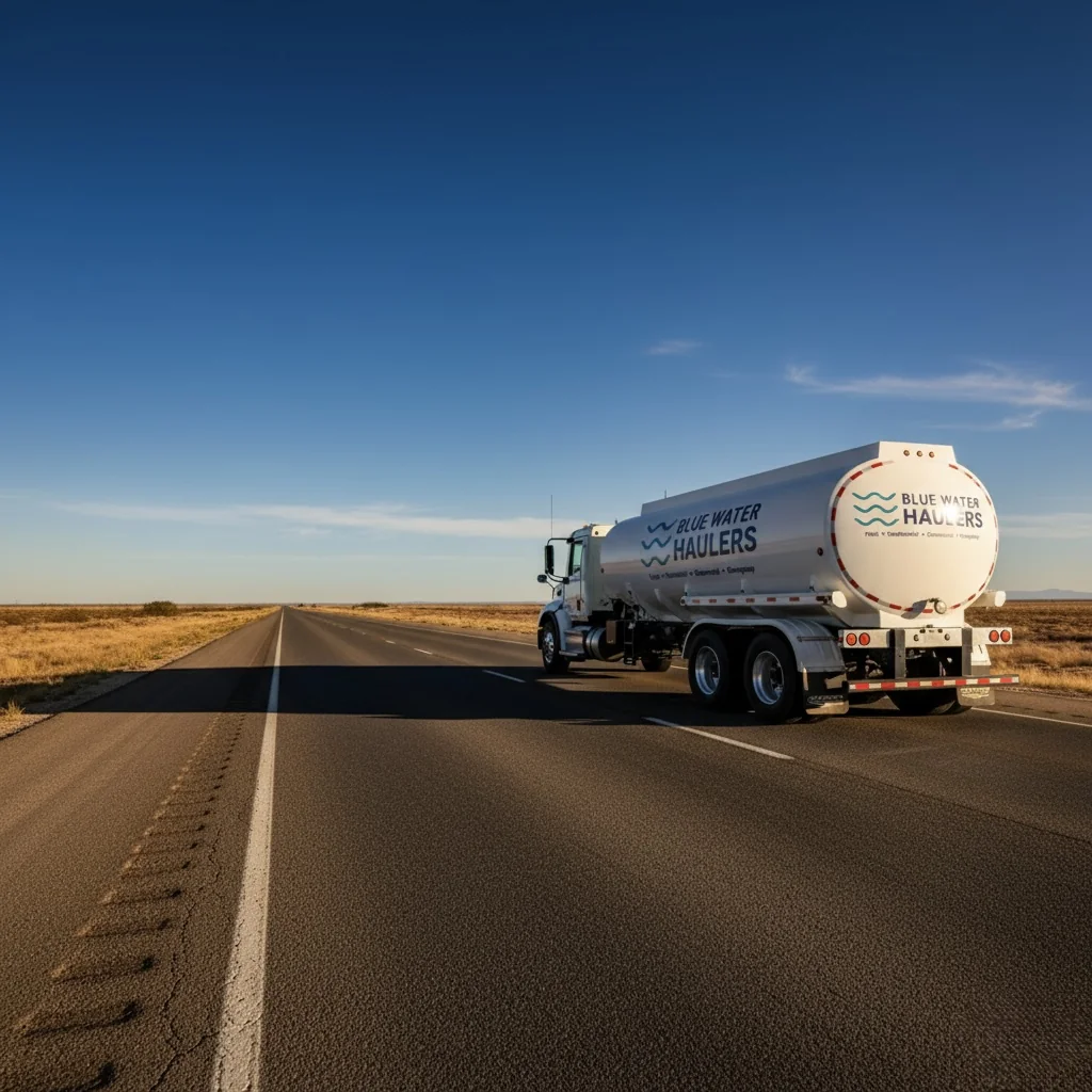 TCEQ-certified bulk water delivery truck providing potable water services across Houston and East Texas.