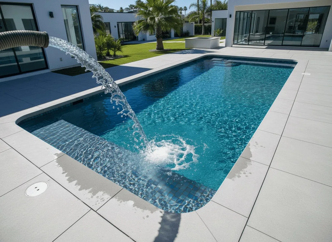 Professional pool water delivery service using metered bulk water trucks for residential and commercial swimming pools in Houston, TX and surrounding areas.